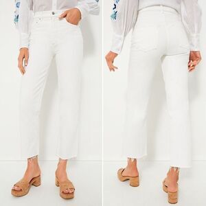 NWT Le Jean Sabine Straight Leg White Denim Jeans w Raw Hem Size 28